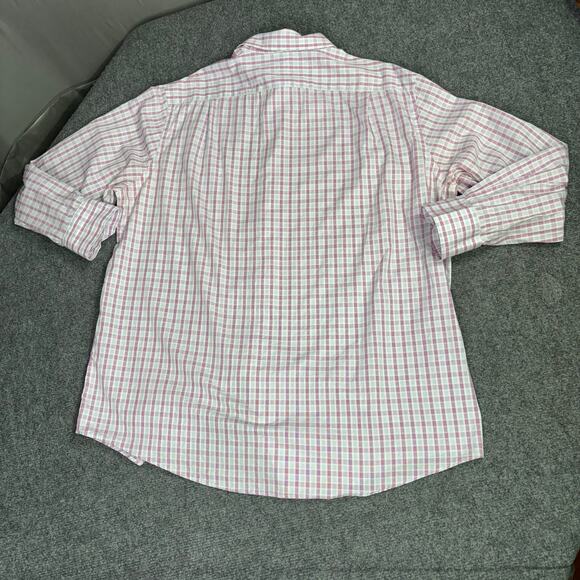Tommy Bahama Shirt Men’s 17 32-33 Plaid Cotton Lightweight Corpcore Pink White - Picture 12 of 13